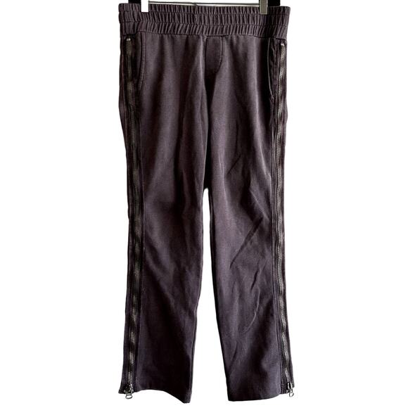 NSF Sweatpants Straight Leg Side Zip Up Slash Pockets Dark Brown Small - Picture 1 of 5